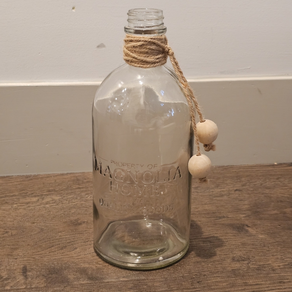 Magolia Home Clear Glass Bottle with Rope Accent